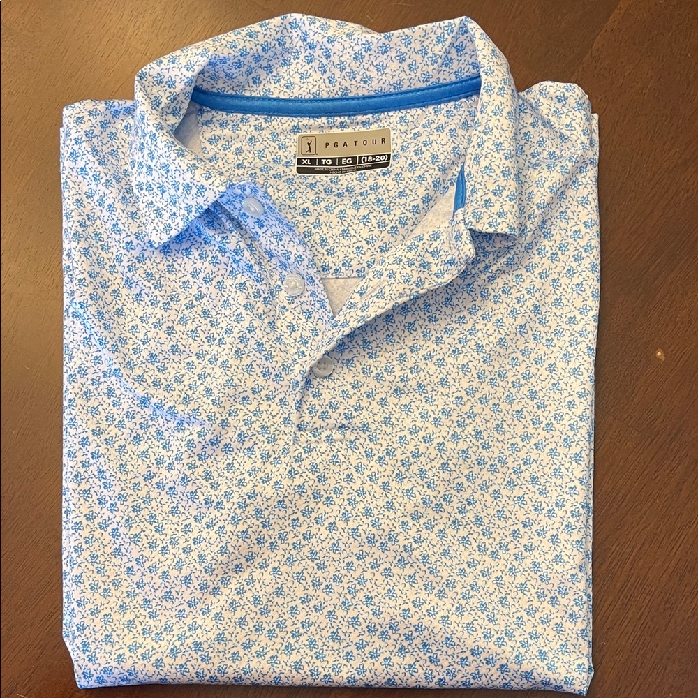 PGA Tour Boy’s Blue Floral Shirt